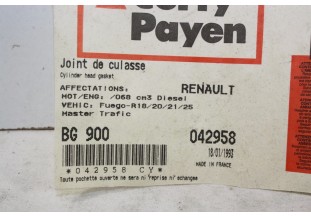 JOINT DE CULASSE CURTY PAYEN 042958...RENAULT DIESEL FUEGO R18 R20 ...