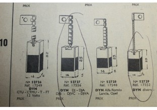 CHARBONS 17556 POUR DYNAMOS LAVALETTE-BOSCH...POUR AUTOS CAMIONS AN...