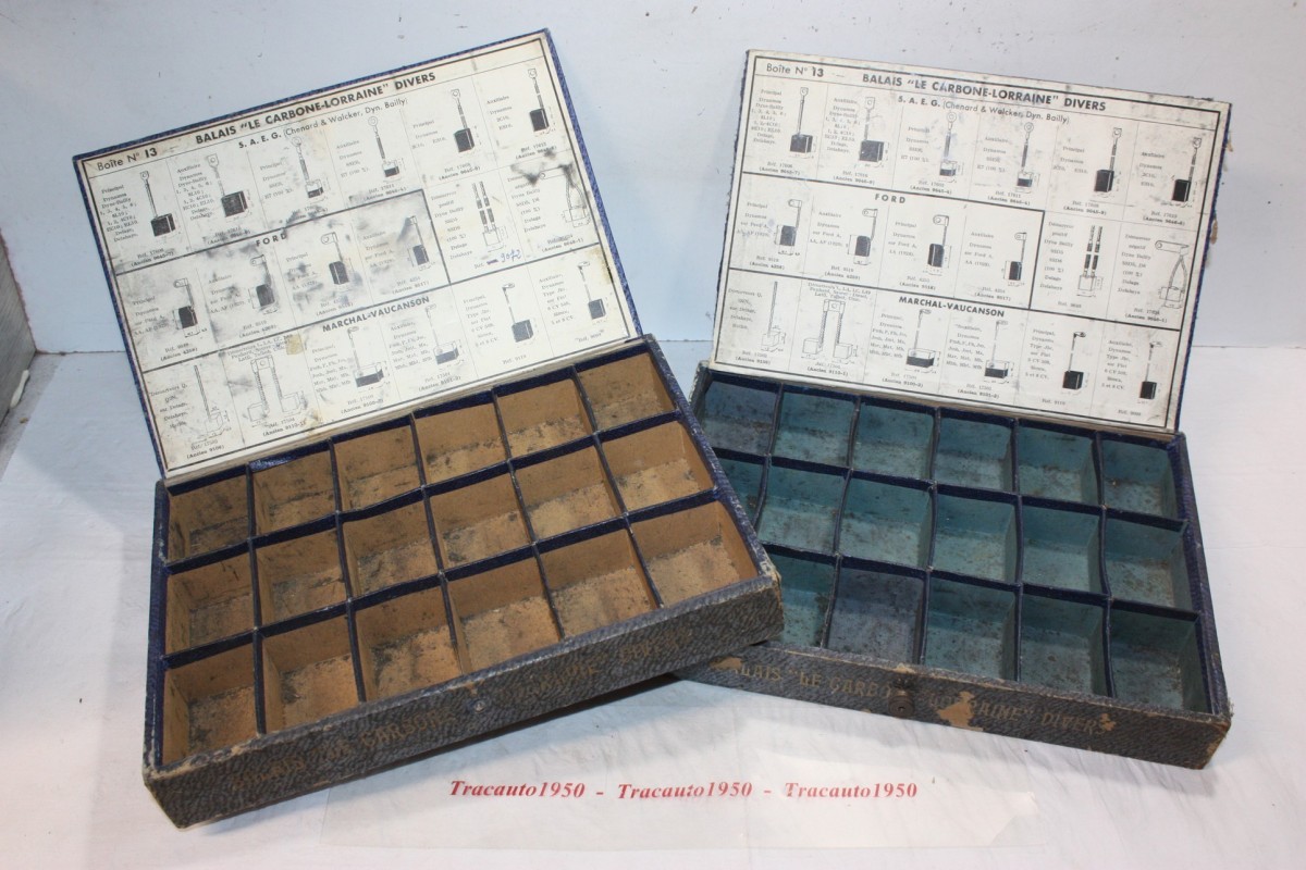 LOT DE 2 COFFRETS GARAGISTE LE CARBONNE LORRAINE POUR CHARBONS SAEG...