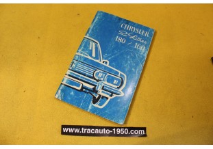 NOTICE D'UTILISATION OU LIVRET DE BORD...SIMCA TALBOT CHRYSLER 160/180 2L