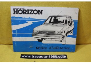 NOTICE D'UTILISATION OU LIVRET DE BORD...SIMCA TALBOT HORIZON
