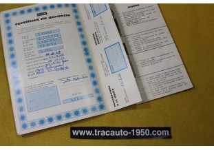 NOTICE D'UTILISATION et CARNET DE GARANTIE...SIMCA TALBOT 1500