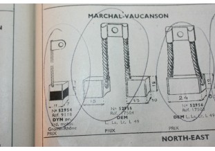 CHARBONS 17504 POUR DEMARREURS MARCHAL-VAUCANSON...POUR MATHIS TALBOT DELAHAYE