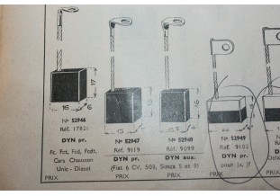 CHARBONS 9199-9909 POUR DYNAMOS MARCHAL-VAUCANSON...SIMCA 5/8CV FIAT 6CV