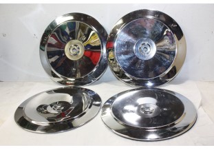 JEU DE 4 ENJOLIVEURS DE ROUE METAL D/235mm...RENAULT 4CV DAUPHINE R8 ???