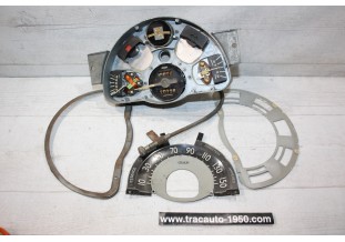 COMBINE BLOC COMPTEUR BITOTALISATEUR JAEGER 150km/h...PEUGEOT 203 1953/1960