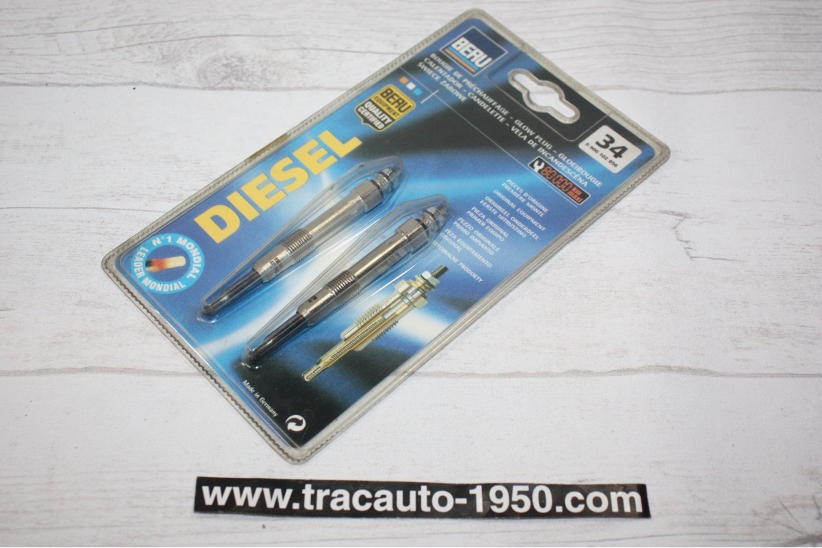 JEU DE 2 BOUGIES DE PRECHAUFFAGE BERU 0100226372 GN017...ALFA ROMEO FIAT voir descriptif