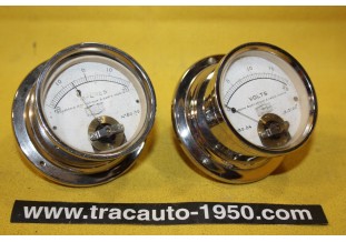 ENSEMBLE AMPEREMETRE/VOLTMETRE SOURIAU Ø 75mm...AUTOS CAMIONS AVANT GUERRE