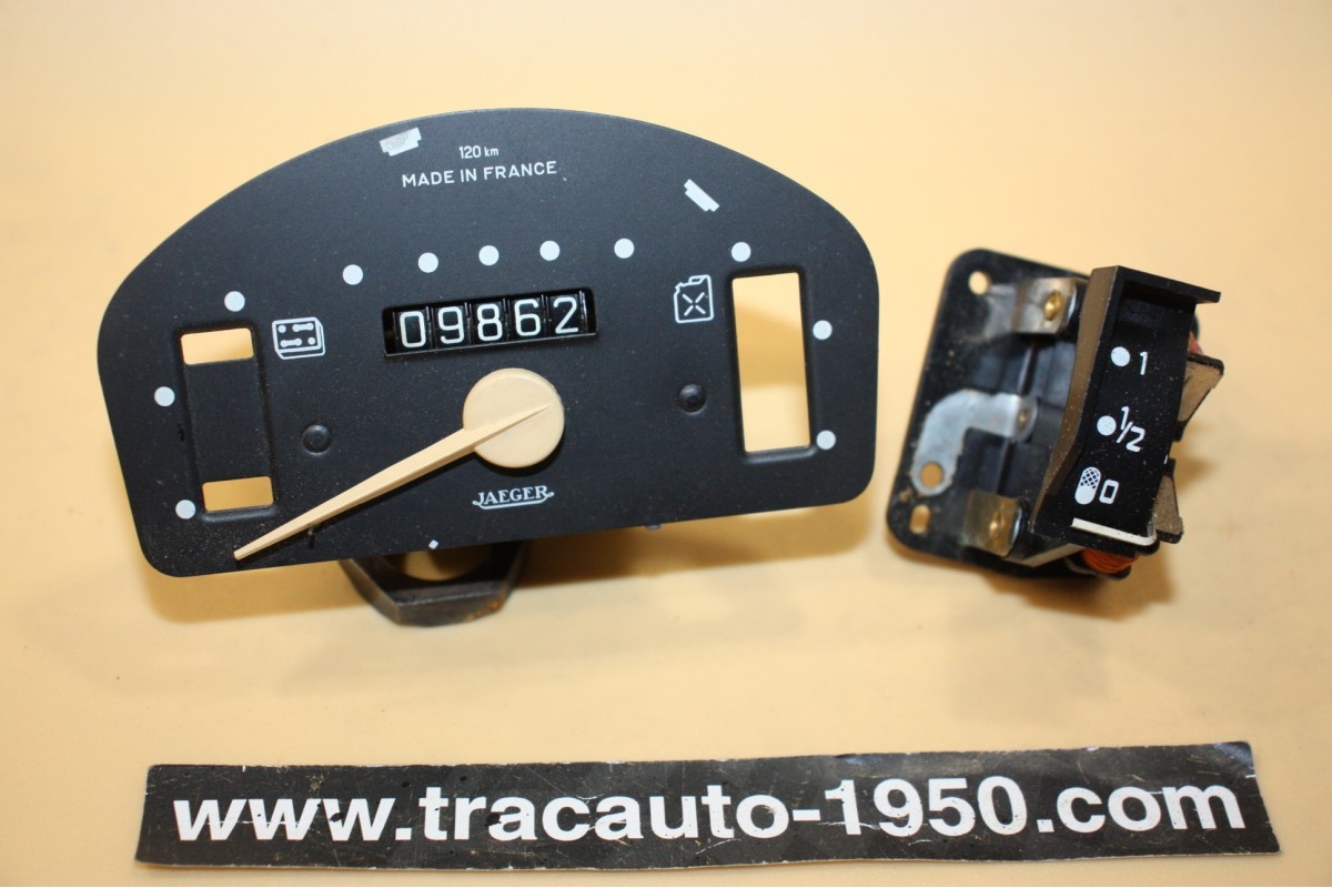 BLOC COMPTEUR INCOMPLET  JAEGER 120km/h 6V...RENAULT R3 4L R4 1961/1963