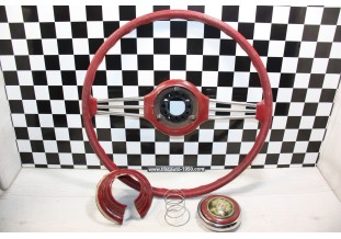 VOLANT QUILLERY VIRAFLEX ROUGE 2 BRANCHES Ø 425mm...CITROEN TRACTION AUTOS ANCIENNES