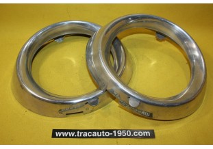 PAIRE DE CERCLAGES OU ENJOLIVEURS DE PHARE ALU D/150mm...PANHARD PL 17