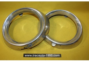PAIRE DE CERCLAGES OU ENJOLIVEURS DE PHARE ALU D/150mm...PANHARD PL 17