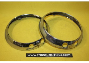 PAIRE DE CERCLAGES DE PHARES CIBIE Ø 150mm...RENAULT 4CV