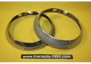 PAIRE DE CERCLAGES DE PHARES CIBIE Ø 150mm...RENAULT 4CV