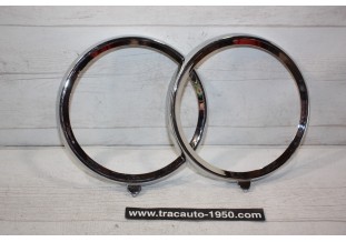 PAIRE DE CERCLAGES DE PHARES CIBIE D/150mm...RENAULT DAUPHINE R4 R8 ESTAFETTE voir descriptif