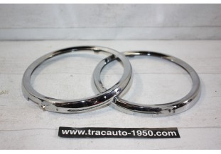 PAIRE DE CERCLAGES DE PHARES CIBIE D/150mm...RENAULT DAUPHINE R4 R8 ESTAFETTE voir descriptif
