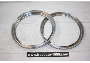 PAIRE DE CERCLAGES DE PHARES CIBIE D/150mm...RENAULT DAUPHINE R4 R8 ESTAFETTE voir descriptif