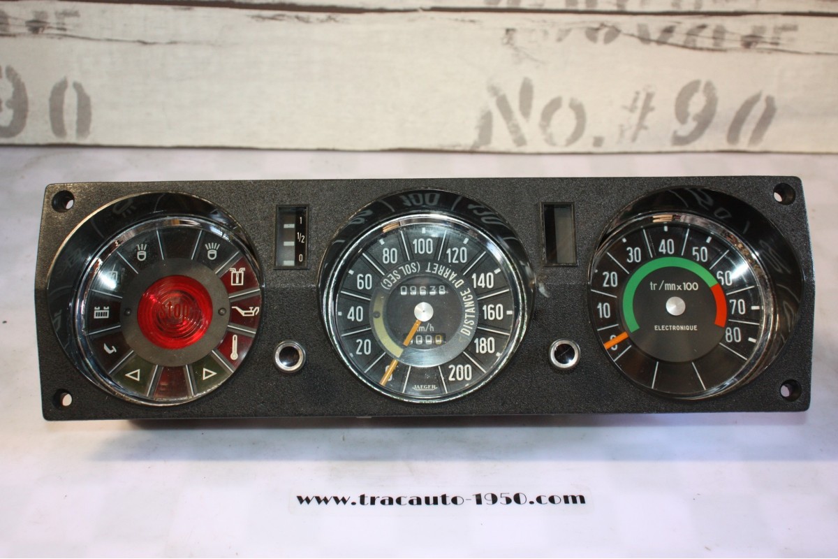 BLOC COMPTEUR JAEGER 3 CADRANS 200 km/h 12V...CITROEN ID DS aprés 1969