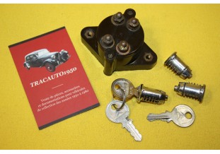 CONTACTEUR 4 BROCHES + LOT DE BARILLETS DE PORTE...CITROEN 2CV  VOIR DESCRIPTIF