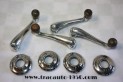 JEU DE 4 MANIVELLES LEVES GLACES DE PORTES + EMBASES...CITROEN TRACTION 11CV 15/6