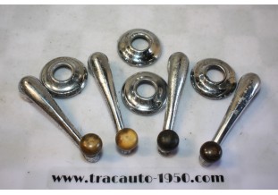 JEU DE 4 MANIVELLES LEVES GLACES DE PORTES + EMBASES...CITROEN TRACTION 11CV 15/6