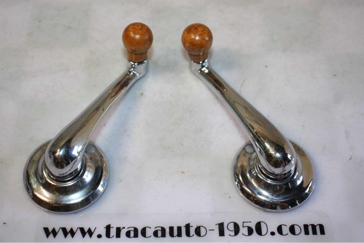 JEU DE 2 MANIVELLES LEVES GLACES DE PORTES + EMBASES...CITROEN TRACTION 11CV 15/6