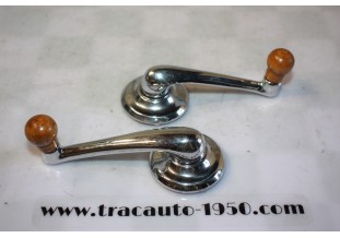 JEU DE 2 MANIVELLES LEVES GLACES DE PORTES + EMBASES...CITROEN TRACTION 11CV 15/6