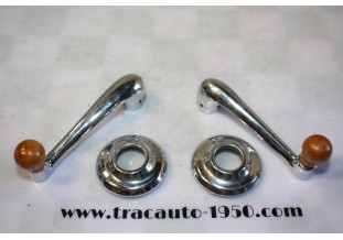 JEU DE 2 MANIVELLES LEVES GLACES DE PORTES + EMBASES...CITROEN TRACTION 11CV 15/6