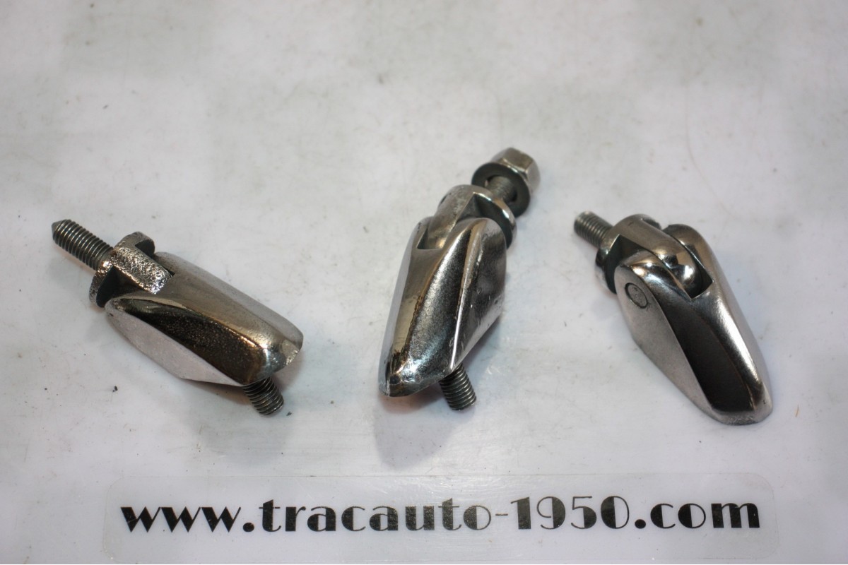 LOT DE 3 CHARNIERES CHROMEES DE COFFRE AR DE MALLE BOMBEE...CITROEN TRACTION 11CV 15/6 ap 52