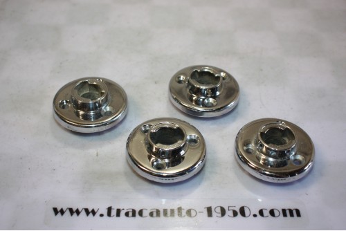 JEU DE 4 EMBASES OU COLLERETTES DE POIGNEES DE PORTES INTERIEURES...RENAULT 4CV DAUPHINE