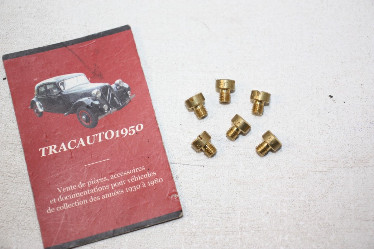 LOT DE 6 GICLEURS PRINCIPAUX DE CARBURATEURS H/9mm...AUTOS DIVERS