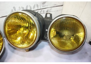 PAIRE DE BLOCS OPTIQUES DOUBLE JAUNEs D/G HELLA H1/H1...BMW E30 PHASE 1