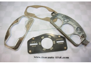 BOITIER FACADE GRISE DE COMPTEUR JAEGER 6V...RENAULT 4CV 1954/56