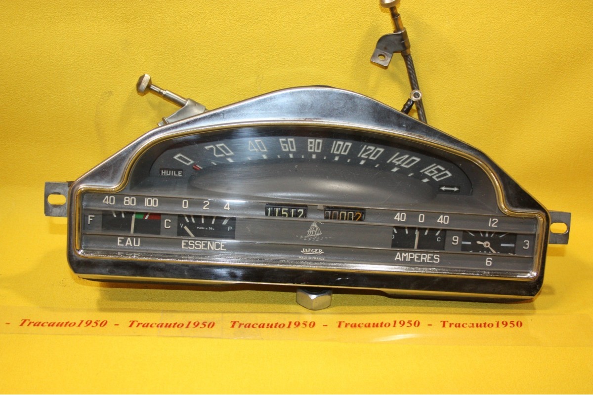 COMBINE BLOC COMPTEUR BITOTALISATEUR JAEGER 160 km/h 6V...RENAULT FREGATE 1956/58