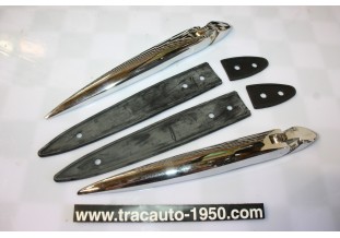 PAIRE DE CHARNIERES DE CAPOT OU COFFRE CHROMEES L/225MM...RENAULT DAUPHINE ALPINE 4CV