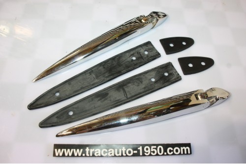 PAIRE DE CHARNIERES DE CAPOT OU COFFRE CHROMEES L/225MM...RENAULT DAUPHINE ALPINE 4CV