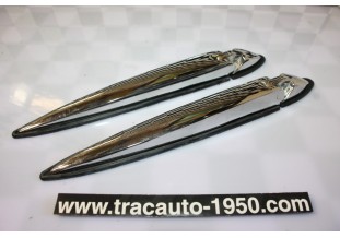 PAIRE DE CHARNIERES DE CAPOT OU COFFRE CHROMEES L/225MM...RENAULT DAUPHINE ALPINE 4CV