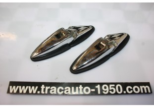 PAIRE DE CHARNIERES DE CAPOT OU COFFRE CHROMEES L/95MM...RENAULT 4CV DAUPHINE ALPINE