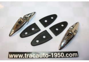 PAIRE DE CHARNIERES DE CAPOT OU COFFRE CHROMEES L/95MM...RENAULT 4CV DAUPHINE ALPINE