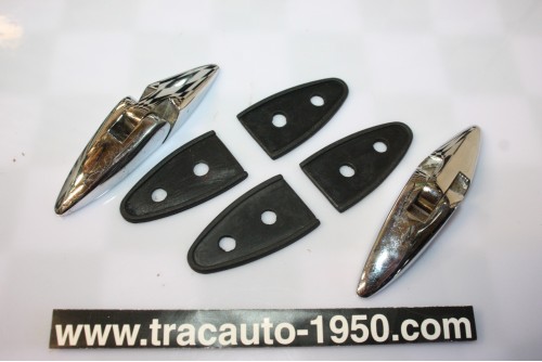 PAIRE DE CHARNIERES DE CAPOT OU COFFRE CHROMEES L/95MM...RENAULT 4CV DAUPHINE ALPINE