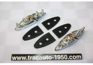 PAIRE DE CHARNIERES DE CAPOT OU COFFRE CHROMEES L/95MM...RENAULT 4CV DAUPHINE ALPINE