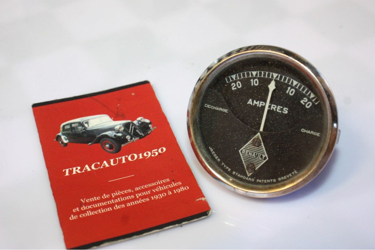 MANO AMPEREMETRE DE BORD RENAULT 20 AMP Ø/56MM...RENAULT AVANT GUERRE COLLECTION