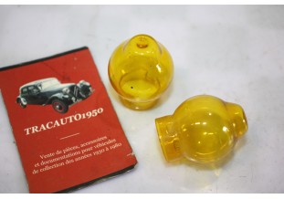 2 GLOBES EN VERRE DE PORTE AMPOULE H1 L/43mm...AUTOS ANCIENNES COLLECTION