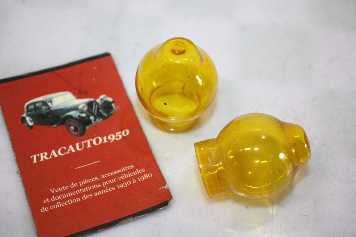 2 GLOBES EN VERRE DE PORTE AMPOULE H1 L/43mm...AUTOS ANCIENNES COLLECTION