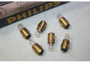 LOT DE 6 AMPOULES TEMOINS 6V 1.2W BA7S PHILIPS 6829...AUTOS MOTOS ANCIENNES