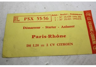 CHARBONS PSX 55-56 POUR DEMARREUR PARIS RHONE...POUR CITROEN 2CV RE...