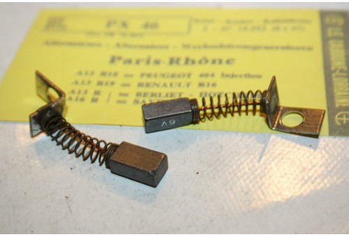 CHARBONS PX 46 POUR ALTERNATEUR12V PARIS RHONE...PEUGEOT 404 INJ RENAULT R16TS