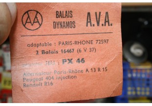 CHARBONS PX 46 POUR ALTERNATEUR12V PARIS RHONE...PEUGEOT 404 INJ RENAULT R16TS