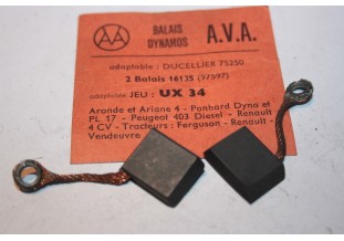 CHARBONS UX 34 POUR DYNAMOS 6/12V DUCELLIER...4CV SIMCA ARONDE PANH...