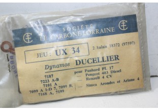 CHARBONS UX 34 POUR DYNAMOS 6/12V DUCELLIER...4CV SIMCA ARONDE PANH...